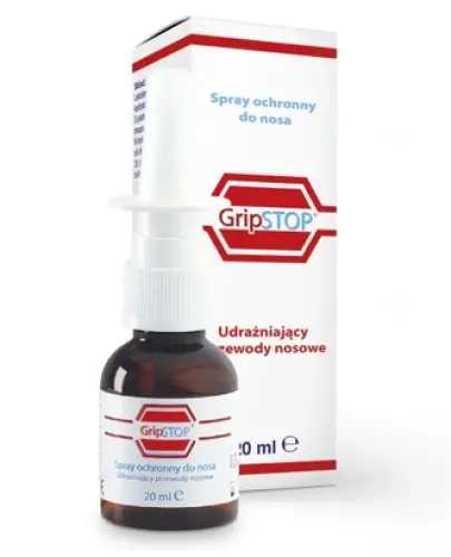 GripStop spray do nosa, 20ml - Spray ochronny z laktoferyną, udrażnia przewody nosowe i poprawia komfort oddychania