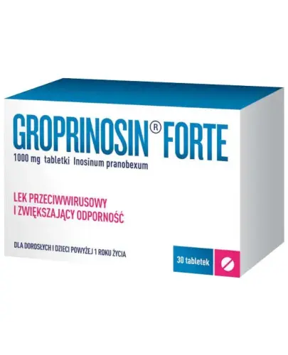 Groprinosin Forte, 1000 mg, 30 tabletek - Lek przeciwwirusowy, zwiększający odporność.