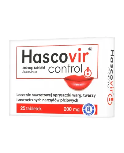 Hascovir control tabletki, 25 sztuk - Tabletki, które hamują namnażanie chorobotwórczych dla człowieka wirusów z grupy Herpes