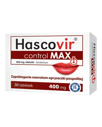 Hascovir control Max tabletki, 30 sztuk - Tabletki, które hamują namnażanie chorobotwórczych dla człowieka wirusów z grupy Herpes