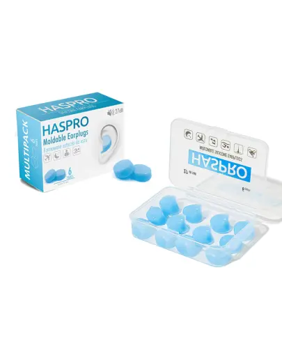 Haspro Moldable Earplugs Formowane zatyczki do uszu niebieskie, 6 par - Doskonale dopasowują się do ucha