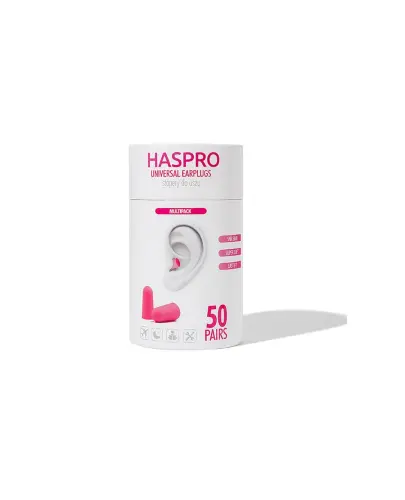 Haspro Universal Earplugs Stopery do uszu różowe, 50 par - Wygodna i skuteczna ochrona przed hałasem