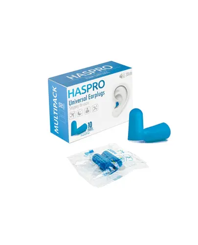 Haspro Universal Earplugs Stopery do uszu niebieskie, 10 par - Uniwersalne dopasowanie dla każdego