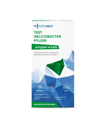 Diather Test Helicobakter Pylori Antygen w kale, 1 sztuka - Test antygenowy w kale, łatwy do wykonania w domu