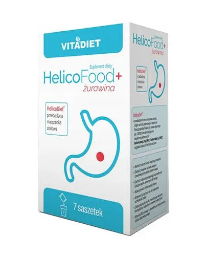 Vitadiet HelicoFood+ Żurawina, 7 saszetek - Suplement diety w saszetkach