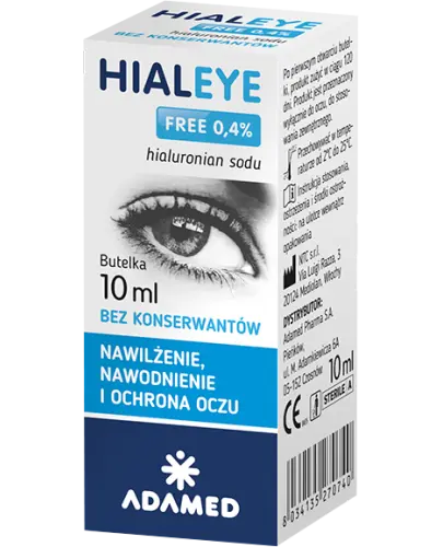 Hialeye Free 0,4% krople do oczu 10ml - Nawilżające krople bez konserwantów z kwasem hialuronowym