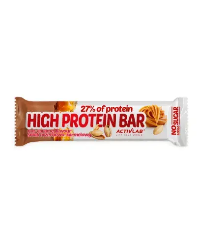 High Protein Bar baton o smaku orzechowo-karmelowym, 46 g - Baton białkowy bez cukru dla osób aktywnych i sportowców