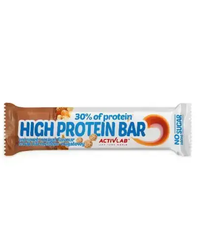 High Protein Bar baton o smaku karmelowo-nugatowym, 46 g - Baton białkowy bez cukru dla osób aktywnych i sportowców