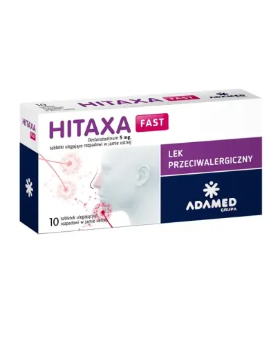 Hitaxa Fast, 5 mg, 10 tabletek ulegających rozpadowi w jamie ustnej - Tabletki z desloratadyną