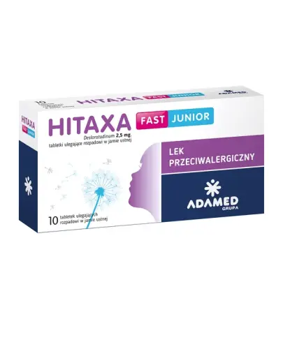 Hitaxa Fast Junior 2,5 mg, 10 tabletek ulegających rozpadowi w jamie ustnej - Tabletki z desloratadyną