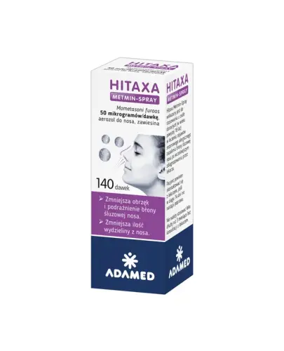 Hitaxa Metmin-Spray, 50 mcg/dawkę, aerozol do nosa 140 dawek - Zawiesina do nosa z mometazonem