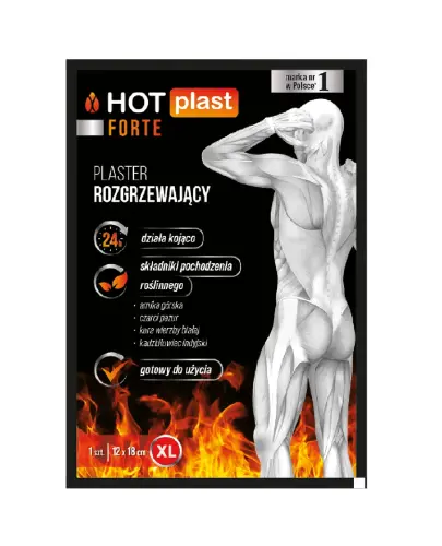 Hot Plast Forte Plaster rozgrzewający z kapsaicyną 12 x 18 cm, 50 sztuk - Zawiera naturalne składniki aktywne