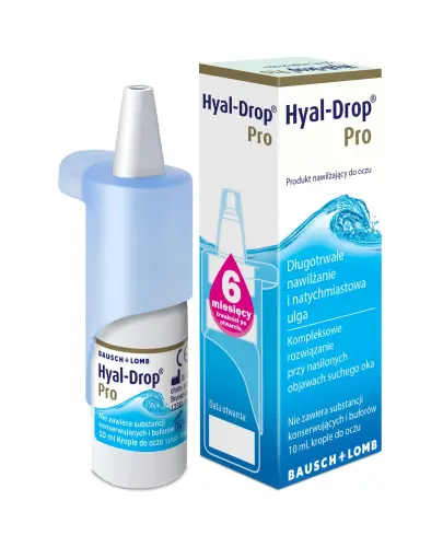 Hyal-Drop Pro, krople do oczu 10 ml. - Krople z kwasem hialuronowym bez  konserwantów oczu suchych i zmęczonych