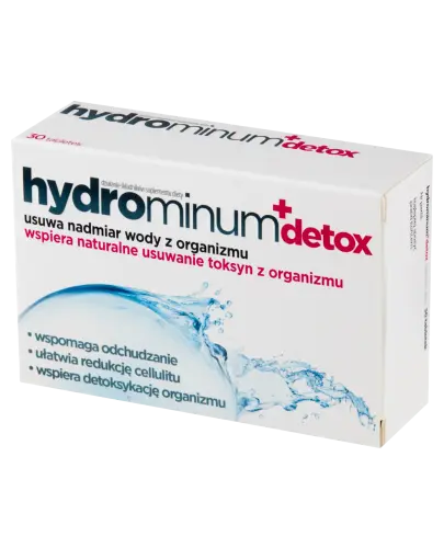 Hydrominum + Detox, 30 tabletek - Ze składnikami ułatwiającymi usuwanie nadmiaru wody z organizmu