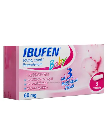 Ibufen Baby 60 mg czopki przeciwbólowe dla dzieci od 3 miesiąca, 5 sztuk - Przeciwbólowe, przeciwgorączkowe i przeciwzapalne