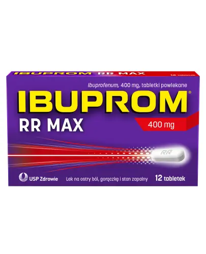 Ibuprom RR Max 400 mg, 12 tabletek - O działaniu przeciwbólowym, przeciwgorączkowym i przeciwzapalnym