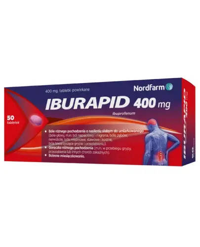 Iburapid 400 mg, 50 tabletek - Ibuprofenum 400 mg, tabletki powlekane