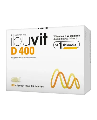 Ibuvit D 400 j.m., 30 kapsułek twist-off - Splement diety z witaminą D3 dla dzieci i niemowląt od pierwszych dni życia.