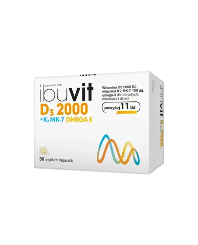 Ibuvit D3 2000 + K2 MK-7 Omega 3, 30 kapsułek miękkich - Suplement diety z witaminami D3 i K2 MK-7  oraz kwasami Omega-3 dla młodzieży i dorosłych.