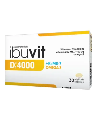 Ibuvit D3 4000 + K2 MK7 Omega 3, 30 kapsułek - Z witaminami D3 i K2 oraz kwasami omega-3