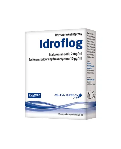 Idroflog krople oczne, 15 amp. po 0,5 ml - Roztwór okulistyczny stabilizujący film łzowy