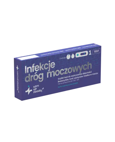 Infekcje dróg moczowych, test 1 sztuka - Szybkie wykrywanie leukocytów, azotynów, krwi i białka w moczu