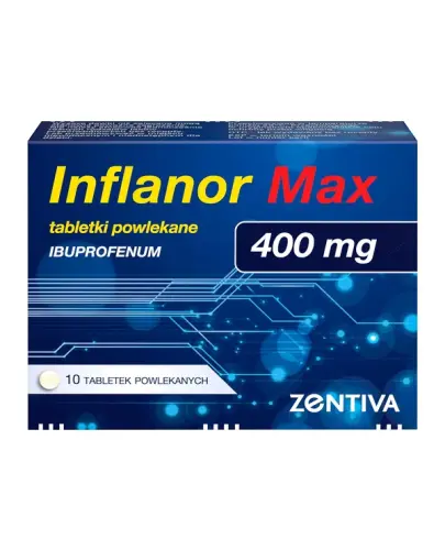 Inflanor Max tabletki powlekane, 10 sztuk - Zawiera substancje czynną ibuprofen