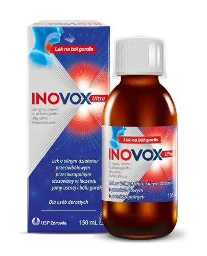 Inovox Ultra płyn do płukania jamy ustnej i gardła, 150ml - Łagodzi ból i stany zapalne jamy ustnej i gardła