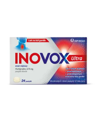 Inovox Ultra, smak miętowy, 24 pastylki do ssania - Pastylki na ból gardła