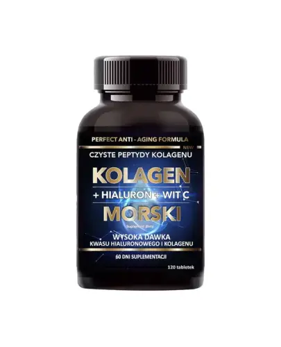 Intenson Kolagen Morski + Hialuron + Wit C, 120 tabletek - Z kwasem hialuronowym i witaminą C 500 mg