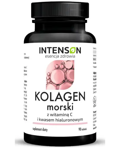 Intenson Kolagen morski, 90 tabletek - Z kwasem hialuronowym i witaminą C 500 mg