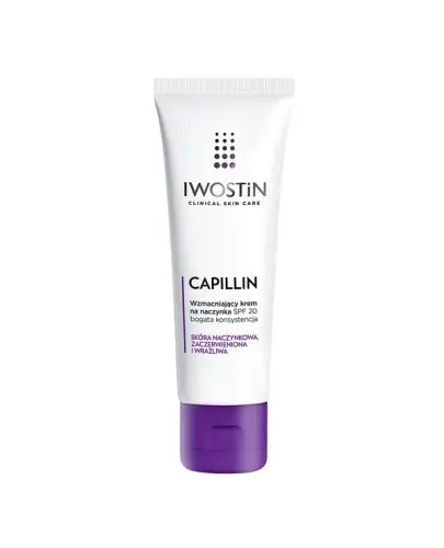 Iwostin Capillin Wzmacniający krem na naczynka SPF 20 bogata konsystencja, 40 ml - Wzmacniający krem na naczynka przywraca skórze naturalny i atrakcyjny wygląd