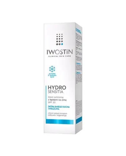 Iwostin Hydro Sensitia, krem ochronny na zimę, SPF 20, 50 ml  - Krem ochronny z lipidami i filtrem SPF, dla dorosłych i dzieci