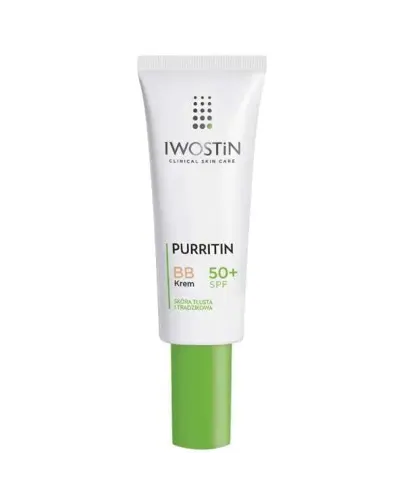 Iwostin Purritin BB krem SPF 50+, 30 ml - Chroni przed działaniem promieniowania UV, zmniejszając nadprodukcję sebum