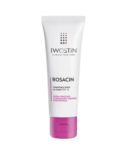 Iwostin Rosacin Łagodzący krem na dzień SPF 15, 40 ml  - Zmniejsza rumień, maskuje zaczerwienienia, do cery wrażliwej  z trądzikiem różowatym