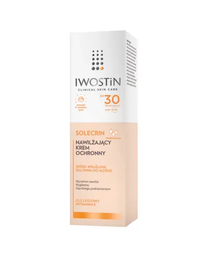 Iwostin Solecrin Nawilżający krem ochronny  SPF 30, 50 ml  - Wysoka ochrona przeciwsłoneczna do skóry wrażliwej i alergicznej