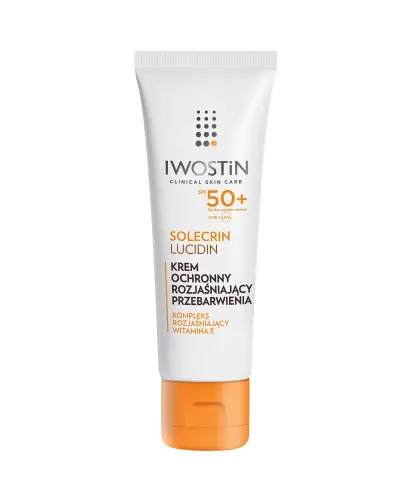 Iwostin Solecrin Lucidin Krem ochronny rozjaśniający przebarwienia SPF 50+, 50 ml  - Zapewnia bardzo wysoką ochronę przed promieniowaniem słonecznym