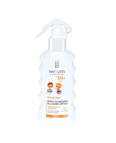 Iwostin Solecrin Spray ochronny dla dzieci SPF 50+, 175 ml - Wodoodporna i odporna formuła ochronna przed szkodliwym promieniowaniem UVA i UVB