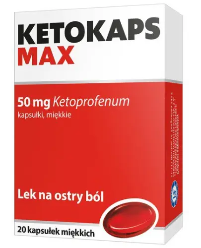 Ketokaps Max 50 mg,  20 kapsułek miękkich - Z ketoprofenem