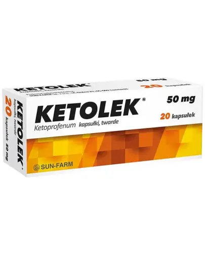 Ketolek 50 mg, 20 kapsułek - Ketoprofenum 50 mg, kapsułki twarde