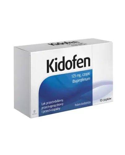 Kidofen 125 mg, 10 czopków - Jeden czopek zawiera 125 mg ibuprofenu (Ibuprofenum)