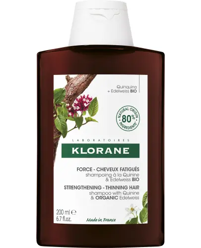 Klorane Szampon z chininą i organiczną szarotką, 200 ml - Stymulująca pielęgnacja osłabionych włosów