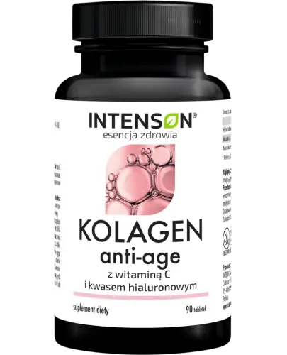 Intenson Kolagen Anti-Age + Hialuron + Wit C, 90 tabletek - Dla wsparcia witalności organizmu i młodego wyglądu skóry