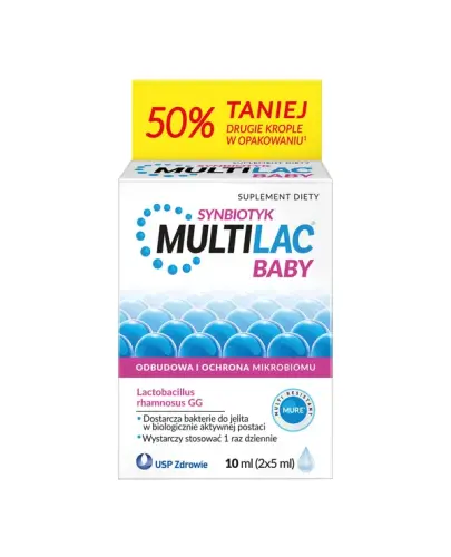 Multilac Baby, krople 2 x 5 ml - Synbiotyk dla niemowląt i małych dzieci