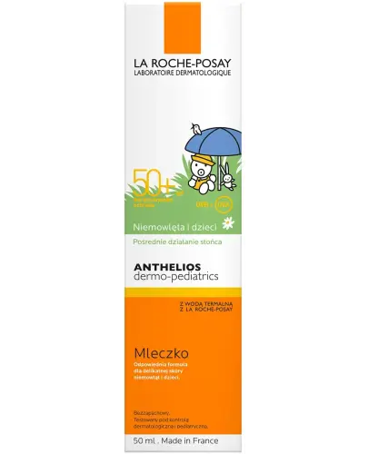 La Roche-Posay Anthelios Dermo-Pediatrics, ochronne mleczko do twarzy i ciała SPF 50+, 50 ml - Chroni, koi i nawilża