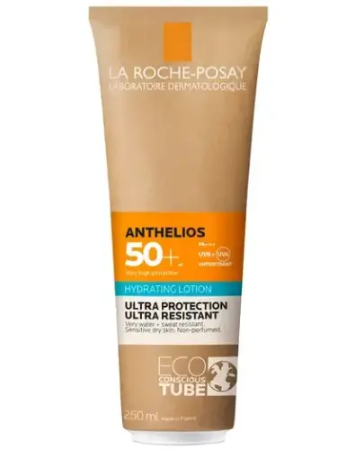 La Roche-Posay Anthelios SPF 50+ Mleczko nawilżające do twarzy i ciała, 250 ml - Bardzo wysoka ochrona w ekologicznej tubce, do ciała i twarzy