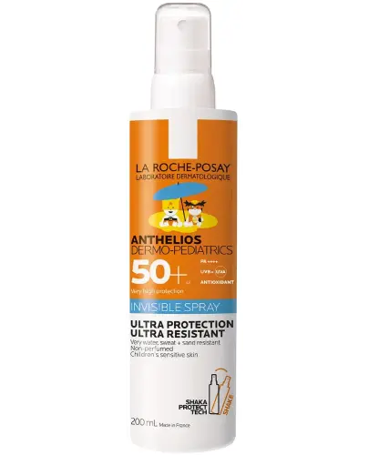 La Roche-Posay Anthelios Dermo-Pediatrics SPF 50+ spray dla dzieci, 200 ml - Chroni przed uszkodzeniem komórek skóry przez promieniowanie UVA