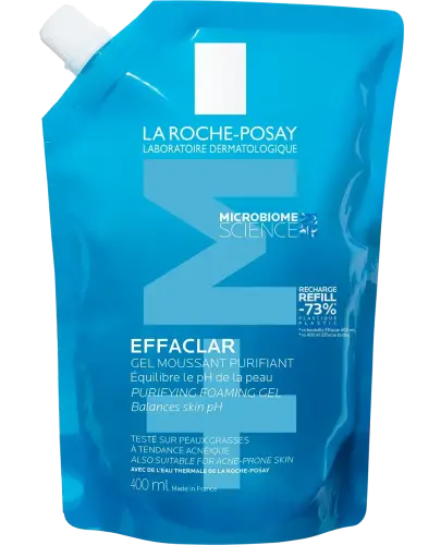 La Roche-Posay Effaclar Żel oczyszczający Refill, 400 ml - Delikatnie oczyszcza skórę, usuwa zanieczyszczenia i nadmiar sebum, ekonomiczne opakowanie uzupełniające