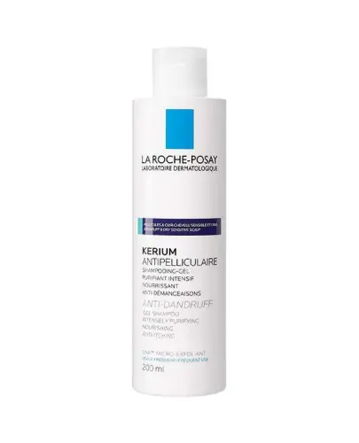 La Roche-Posay Kerium Żelowy szampon przeciwłupieżowy, 200 ml - Pielęgnacja tłustej i wrażliwej skóry głowy, ze skłonnością do łupieżu oraz nadmiernej produkcji sebum