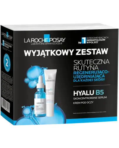 La Roche-Posay Hyalu B5, serum skoncentrowane, 30 ml + krem pod oczy, 15 ml - Zestaw regenerująco – ujędrniający do każdego typu skóry